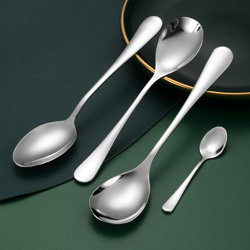 Hotel Restaurant 304 Stainless Steel Teaspoon Stirring Coffee Spoon Household 1010 Stainless Steel Tablespoon Pointed Spoon