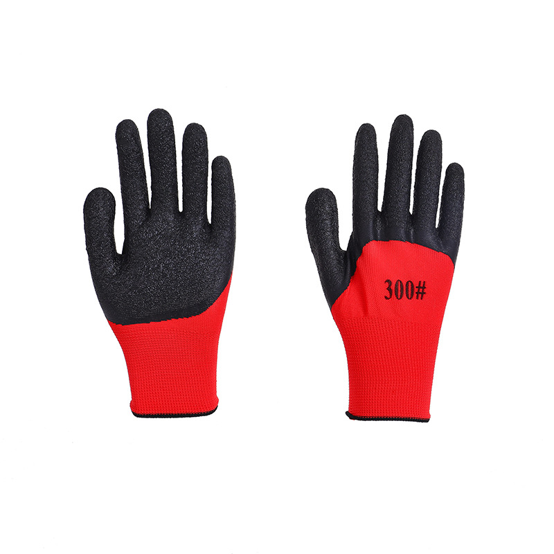 Non-Slip Wear-Resistant Latex Wrinkle Semi-Hanging Work Gloves 13-Pin Nylon Nitrile Nitrile Outdoor Safety Labor Gloves