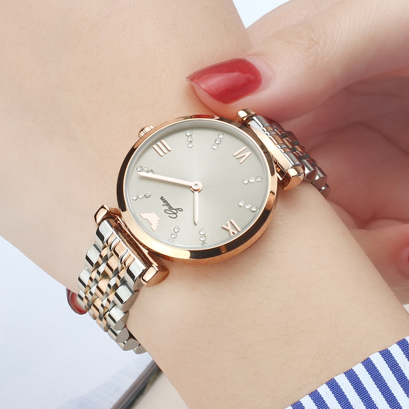 新款正品牌女士手表女钢带简约气质超薄时尚潮流防水大气石英女表