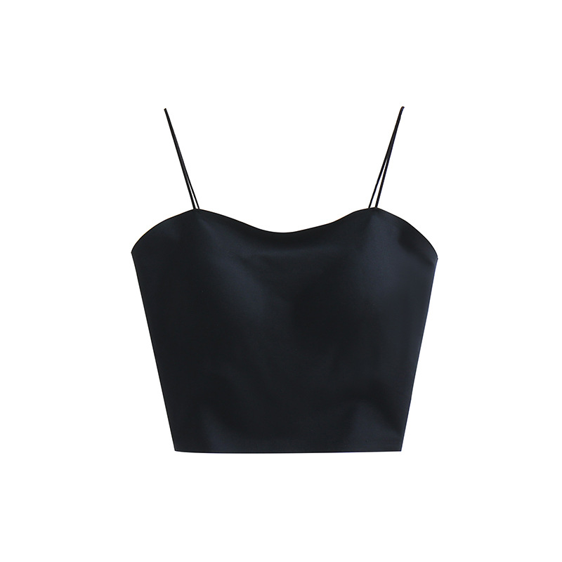 Factory Direct Sales Seamless Crop-Top Spaghetti-Strap Vest Air Fixed Cup Integrated Wrapped Chest Summer Sexy Beauty Back Underwear for Women