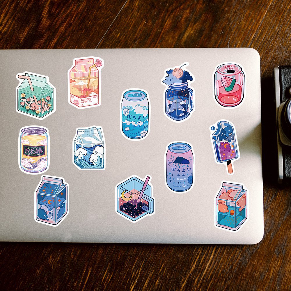 50张入ins风饮料瓶可爱贴纸装饰行李箱笔记本电脑水杯防水pvc贴画