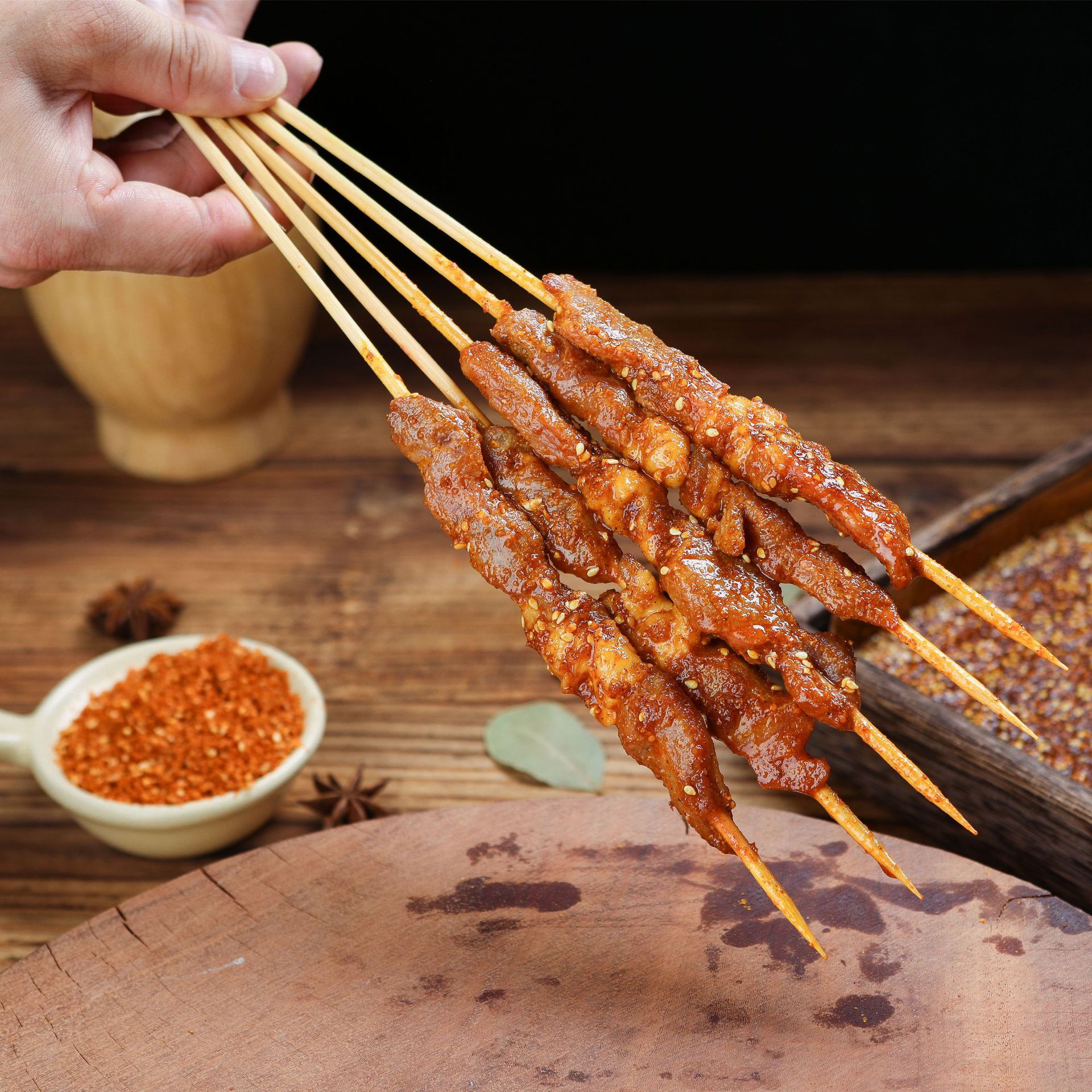 佳烁牛肉串10包 30串/包 烧烤牛肉串木签食品材火锅串串冷冻商用