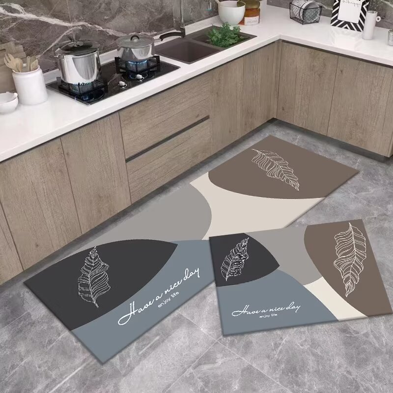 Diatom Ooze Printed Soft Mat Kitchen Two-Piece Set Floor Mat Household Foot Mat Absorbent Oil-Absorbing Non-Slip Mat Set Carpet