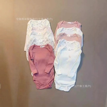 跨境热卖原单宝宝哈衣纯棉长袖连体衣新生儿三角哈春夏款长袖爬服