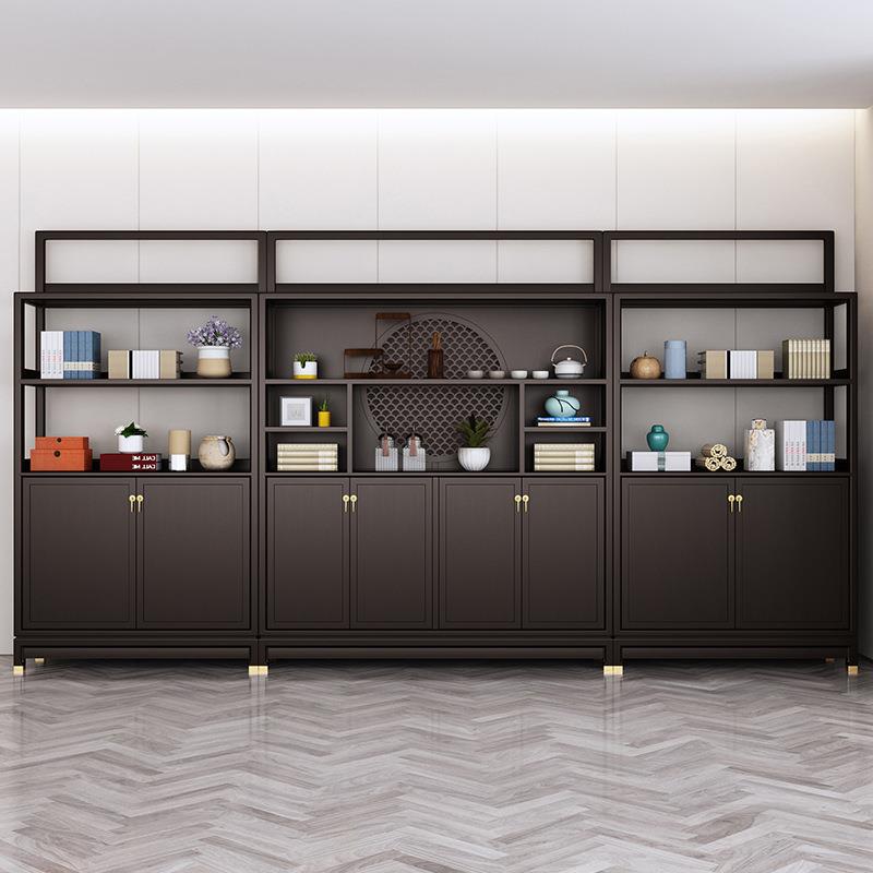 新中式书柜组合办公室柜子实木家具老板书柜全屋总裁办公展柜