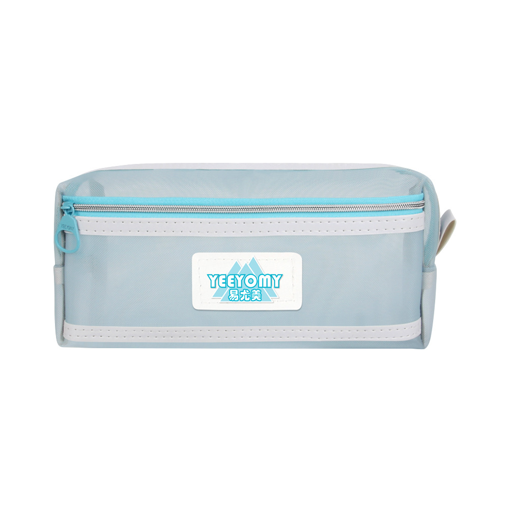 Double-Layer Transparent Mesh Pencil Case for Exam Special Large Capacity Stationery Bag Simple College Entrance Examination Ins2023 New Popular