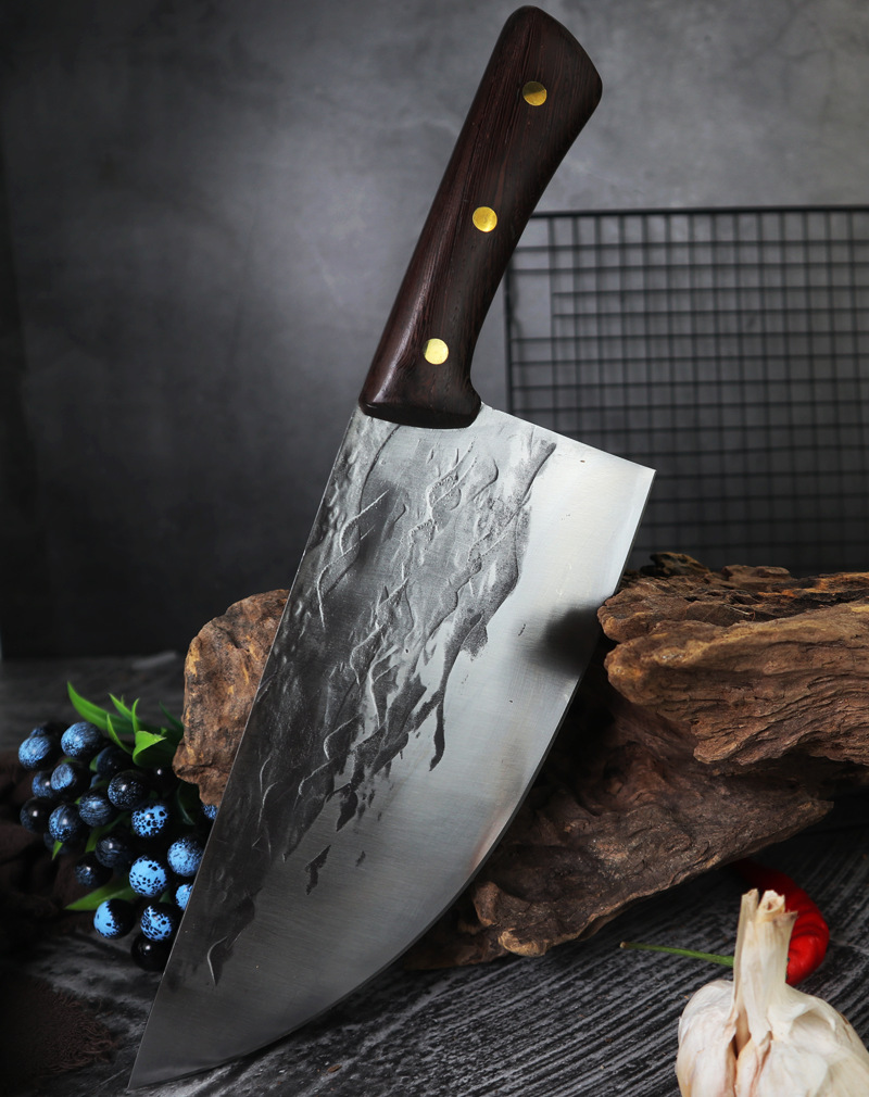 批发手工锻打锤纹斩切剔骨刀弯刀屠宰割肉杀猪切肉分割多用刀尖刀