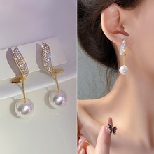 新款纯银耳坠耳钉耳环女精致小众韩国复古珍珠耳饰百搭仙气质饰品