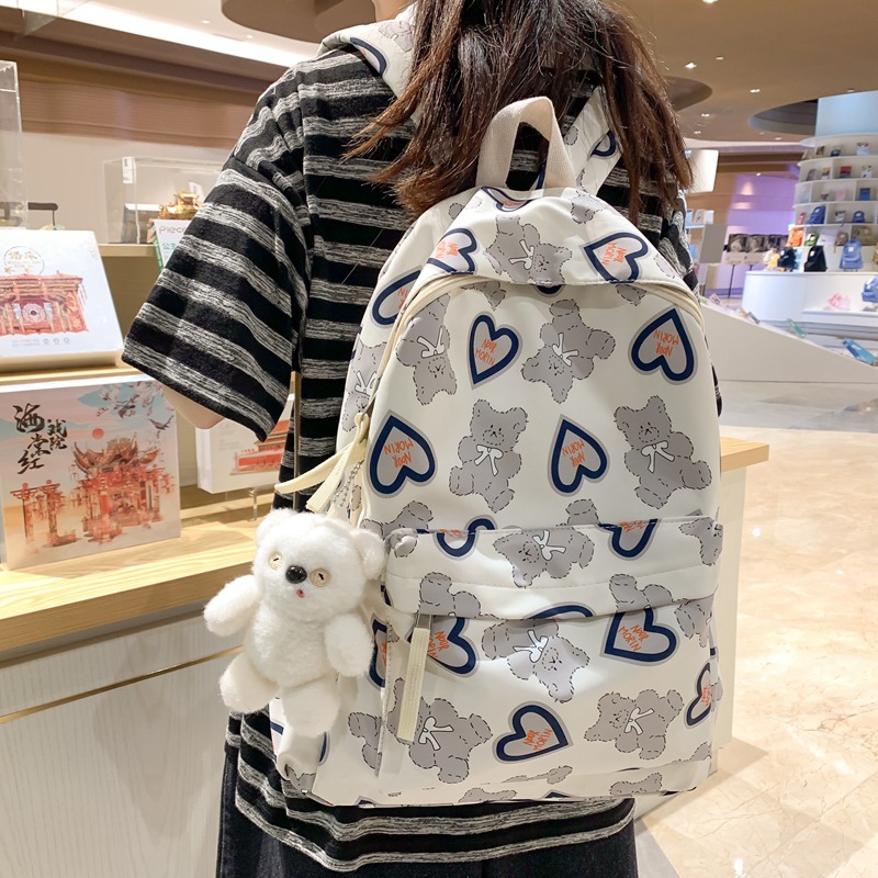 Japanese Style Cartoon Cute Bear Backpack Wholesale 2023 New Trendy Casual Backpack Korean Style Middle School Student Schoolbag