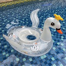新款动物造型游泳座圈带把手可爱PVC充气加厚救生圈儿童款泳圈批