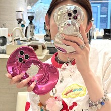 电镀大蝴蝶结钻石KT猫iPhone16苹果15适用13/14pro max手机壳套12