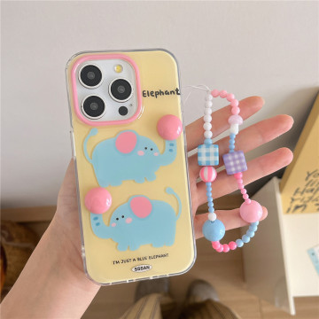 立体大象贴球苹果手机壳适用iphone15promax简约手链壳14/13/12硬