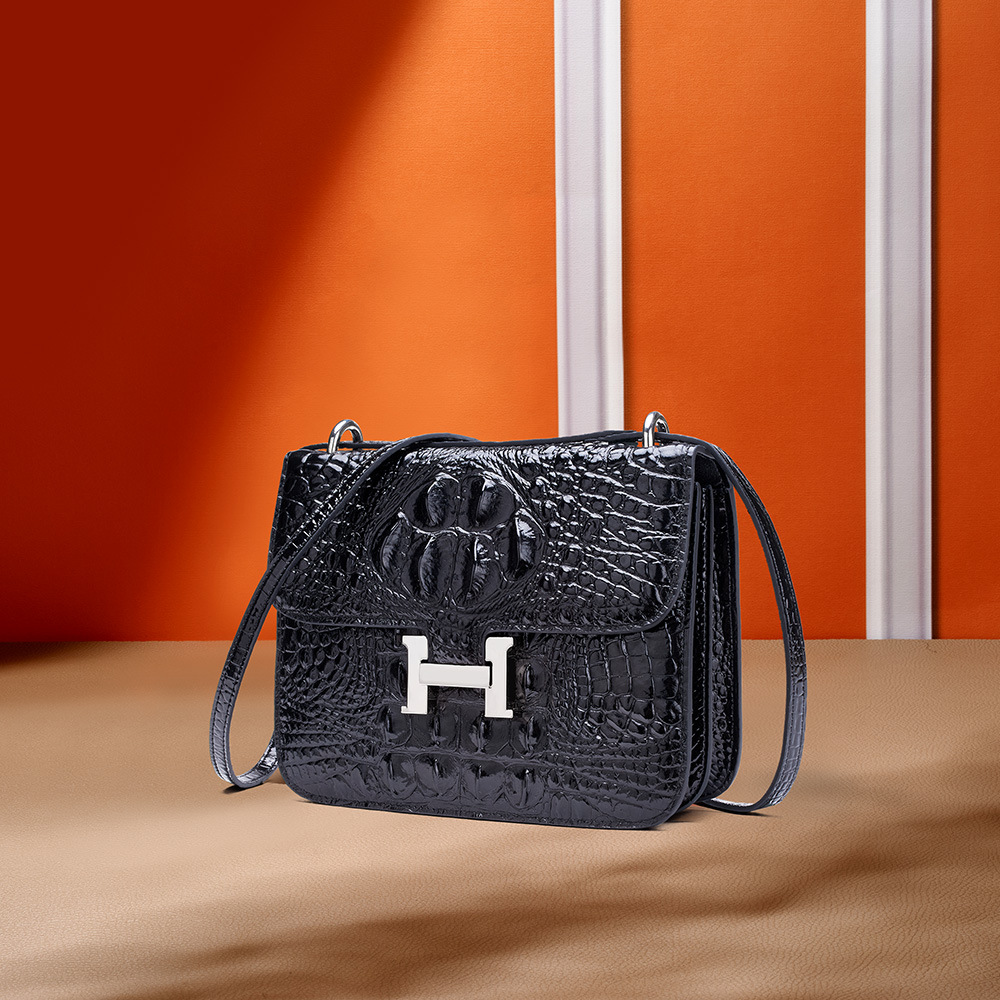 h扣2022新款女包单肩斜挎鳄鱼纹豆腐包超火康康包抖音直播爆款