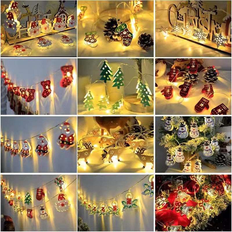 cross-border led string light snowman santa claus string lights christmas decoration light christmas tree wrought iron string lights wholesale