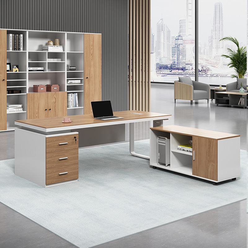 办公桌椅组合简约现代办公室家具原木色大班台总裁主管经理办公桌