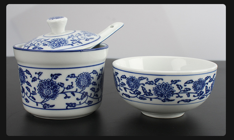 青花瓷炖盅罐隔水炖盅汤盅燕窝甜品蒸蛋盅佛跳墙炖盅陶瓷家用商用