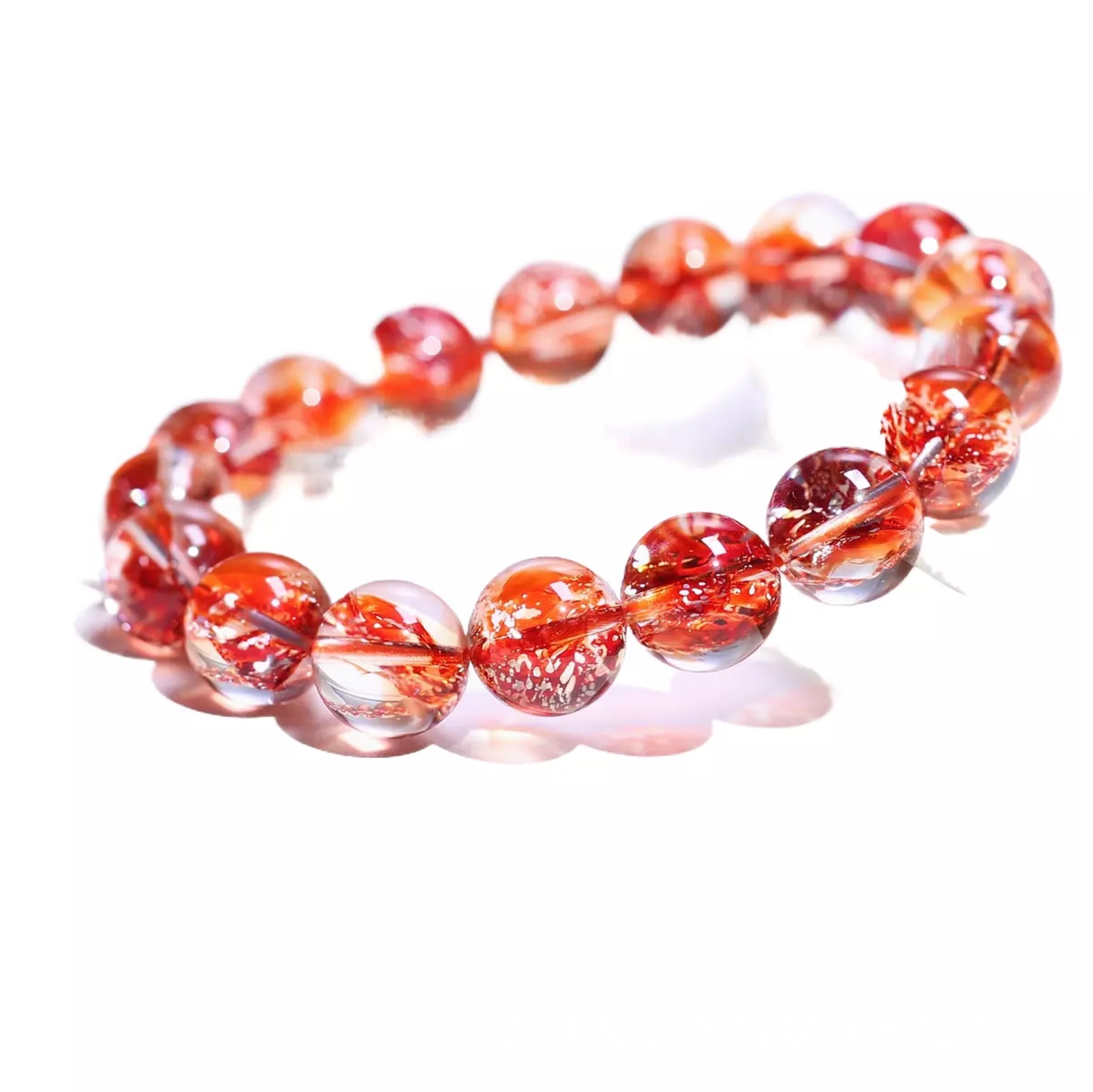 凤羽晶手串 红胶花手链 鸠羽幽灵 红啊塞水晶 抖音直播产 品