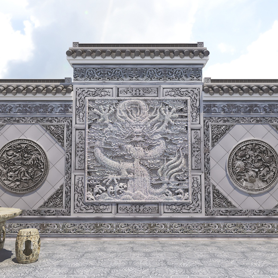 辽宁厂家定制户外玻璃钢龙头浮雕画壁 室内装饰中式孔雀壁画摆件