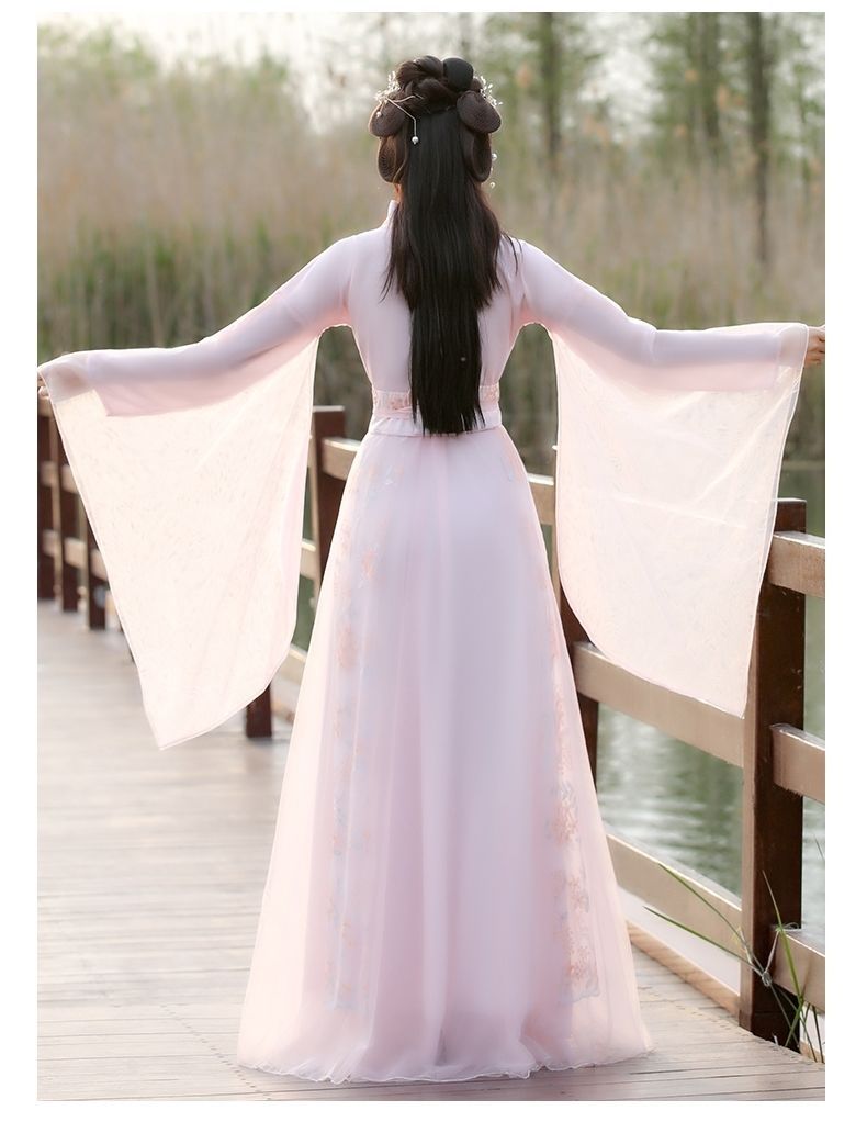 汉服秋冬新款女粉色广袖流仙裙超仙气古风飘逸中国风演出齐腰襦裙