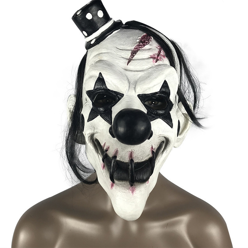 恶魔小丑面具乳胶恐怖鬼吓人黑白小丑面具万圣节吓人小丑面具