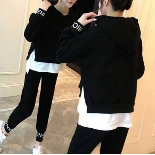 跨境外贸休闲运动套装女秋韩版ins潮小个子休闲裤卫衣时尚两件套