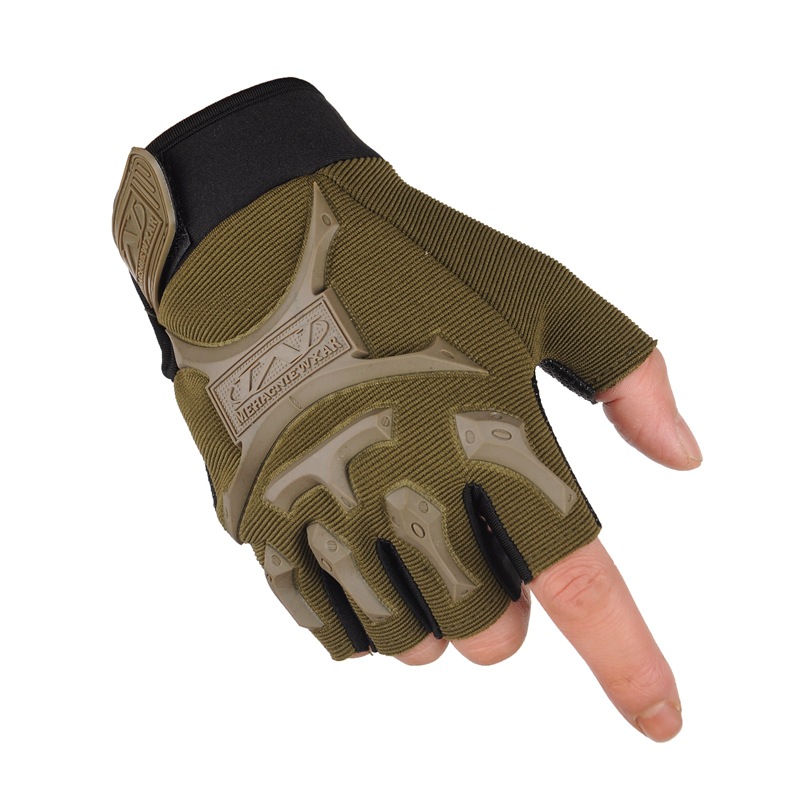 Tactical Half Finger Gloves Men's Fitness Outdoor Sports Road Bike Non-Slip Wear-Resistant Half Finger Gloves Mountaineering Open Finger Training