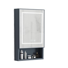 免孔太空铝镜柜智能小户型40收纳柜卫生间厕所带灯吊柜挂墙式