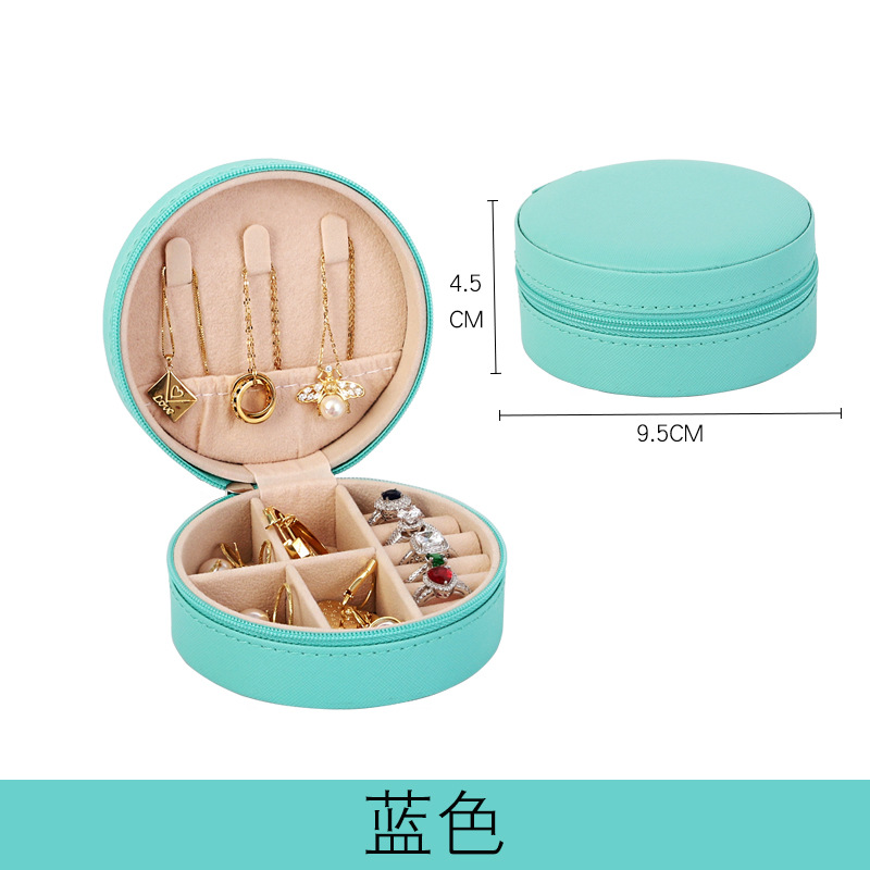 Round PU Leather Jewelry Storage Box Stud Earrings Earrings Jewelry Jewelry Storage Box Storage Box Portable Jewelry Box Now