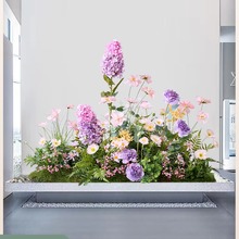 谷灵易生仿真花造景橱窗装饰场景布置婚庆花艺摆件紫色假花绿植物