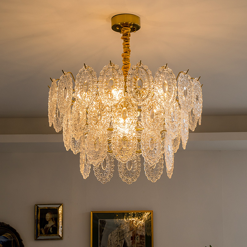 美式复古吊灯法式宫廷风格现代简约玻璃轻奢卧室客厅北欧餐厅灯具