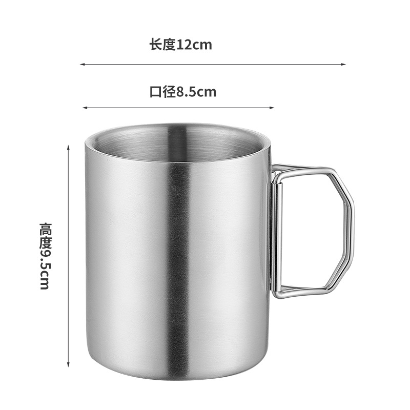 304 Stainless Steel Folding Bottle Ultralight Outdoor Camping Mountaineering Bottle Double Insulation Mug Coffee Cup