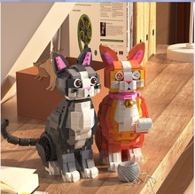 哲高MINIDZ6118/6119动物露西猫波比猫积木儿童智力拼装积木玩具
