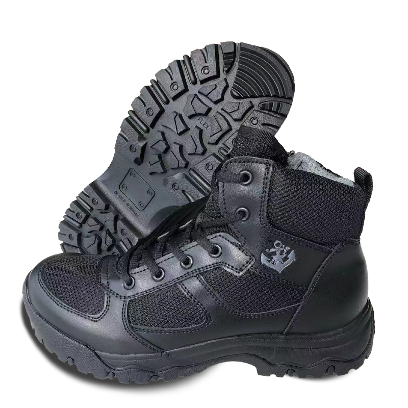 新式作训鞋夏季男款黑色舰艇消防地勤特战体能靴春秋跑步高帮正品