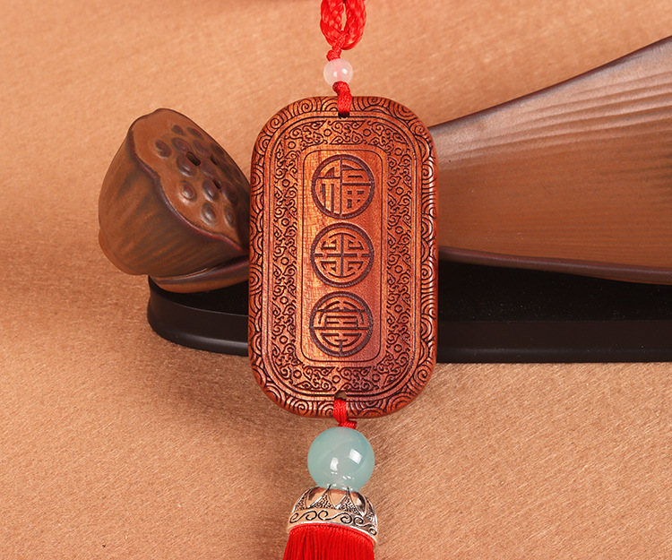 花梨木挂件观世音佛牌吊坠木雕滴水观音佛像挂坠护身符保平安