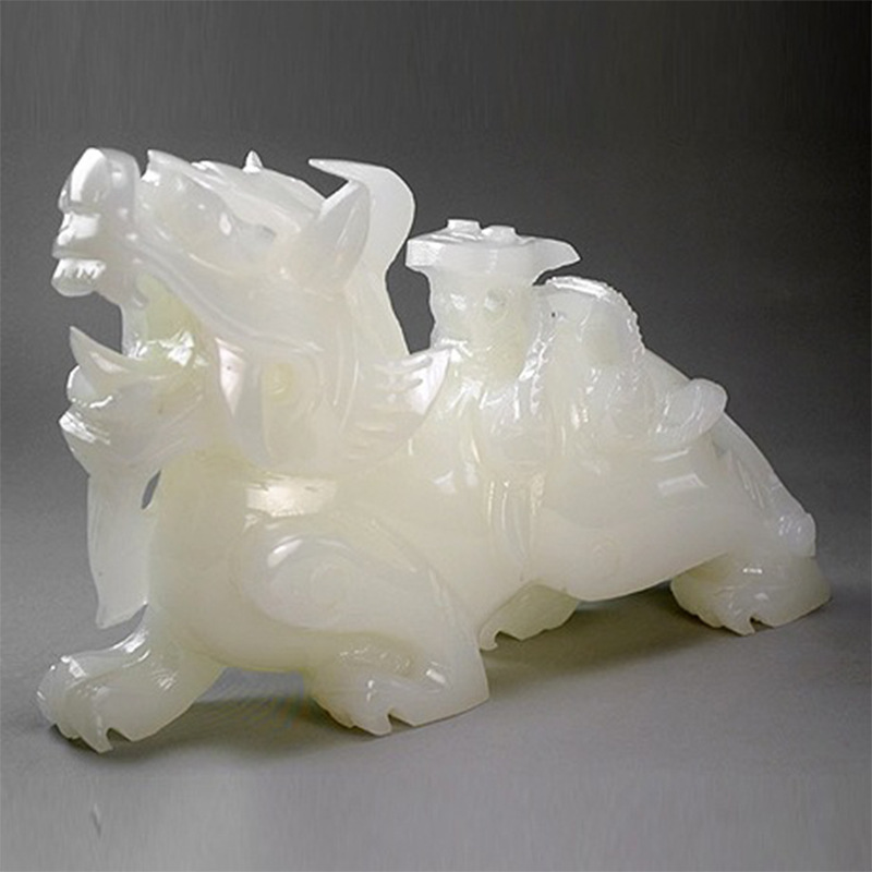 a级阿富汗玉白玉貔貅摆件玉石玉器工艺品皮休家居摆饰品巴玉批发