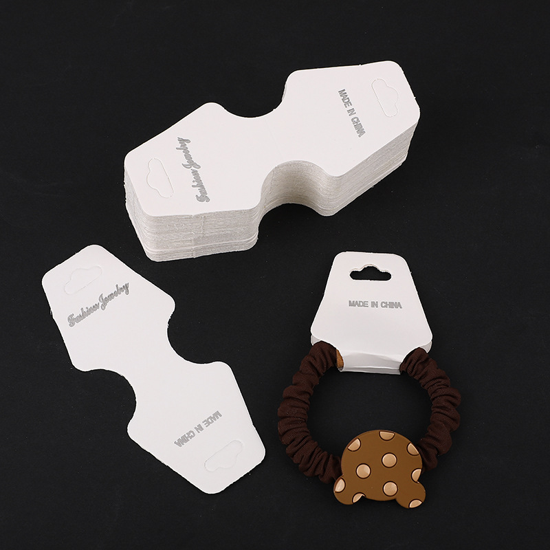 In Stock Wholesale Korean Style Hair Ring Cardboard Universal Necklace Packing Elevator Fold Children's Hair String Barrettes Hair Ring Cardboard