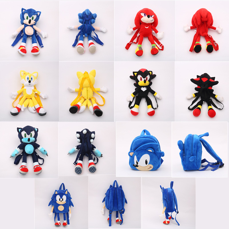 Cross-Border New Arrival Sony Backpack Plush Backpack Sonic the Hedgehog Hedgehog Sonic the Hedgehog Ng Plush Toy