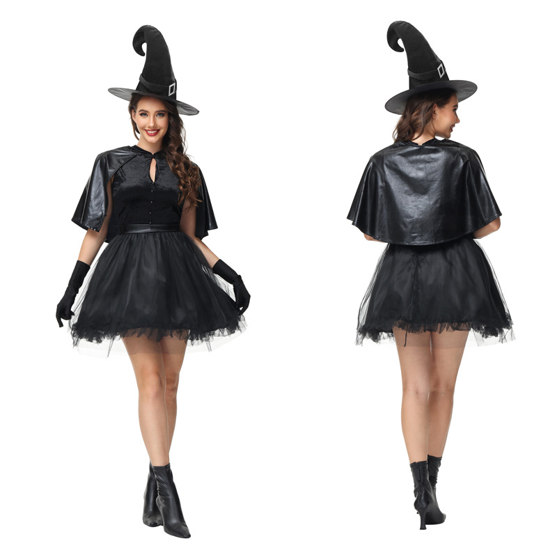 爆款万圣节服装成人黑色巫婆游戏服性感魔女游戏服女巫舞台演出服