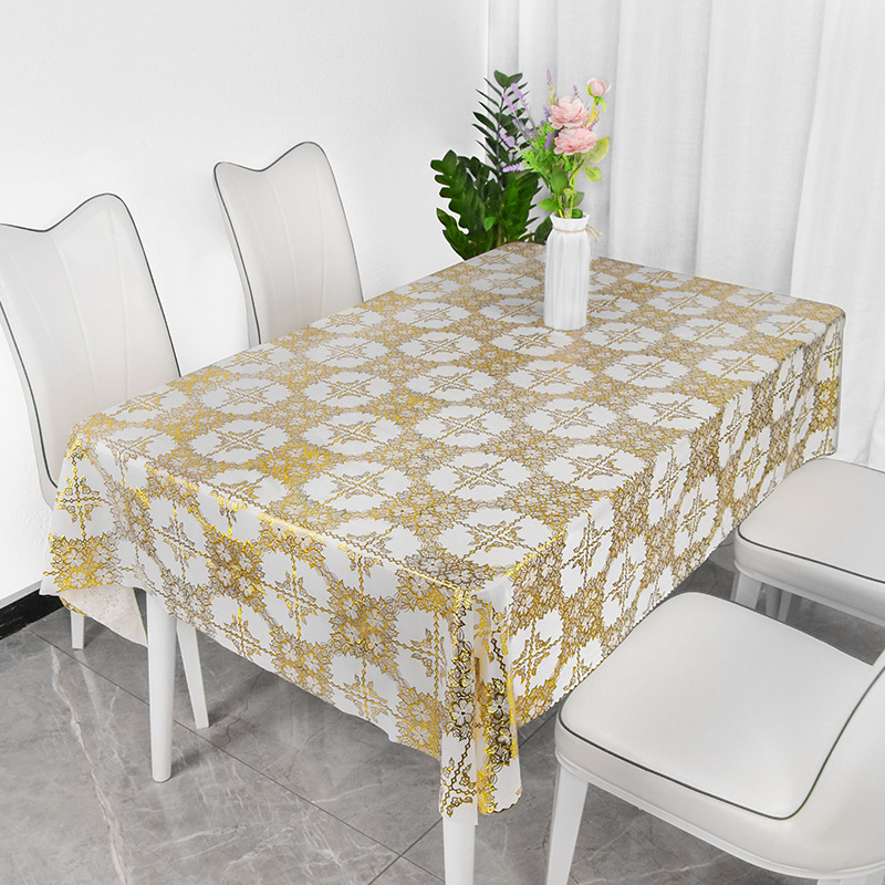 唯臣北欧ins蕾丝烫金桌布pvc防水防烫塑料免洗跑江湖地摊货源批发