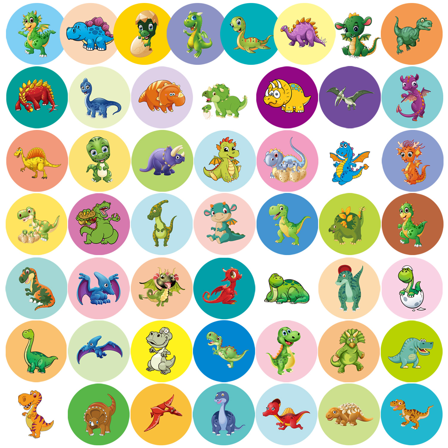 教师奖励贴纸50枚不重复儿童鼓励贴画圆形卷卡通动物奖励贴纸