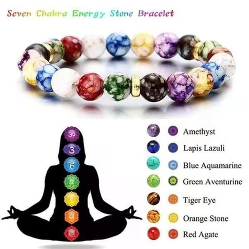 Colorful Bracelet Yoga Balance Energy Beads Volcanic Stone Bracelet Necklace Jewelry Bangle Bracelet for Women