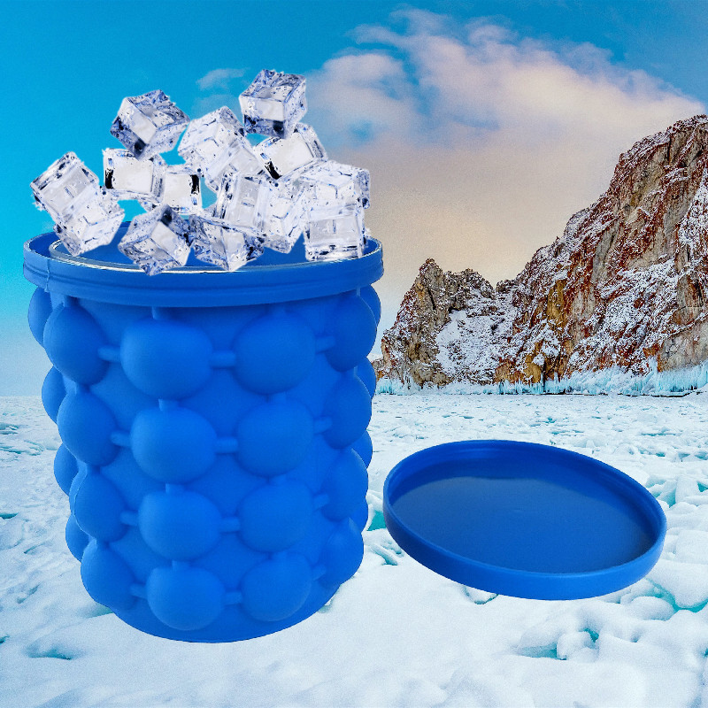 跨境新品户外便携冰桶家用制冰器酒吧双层塑料冰桶圆形保温制商用