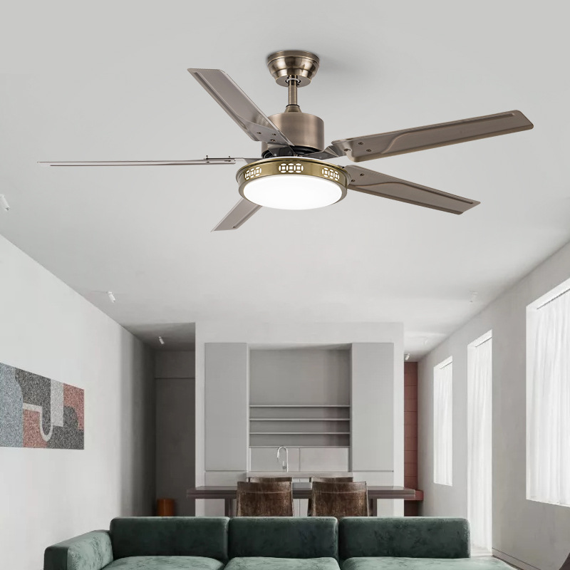 Iron Leaf Fan Lamp Ceiling Fan Home Living Room Dining Room Wind Integrated Fan with Lights Modern Minimalist Fan Chandelier