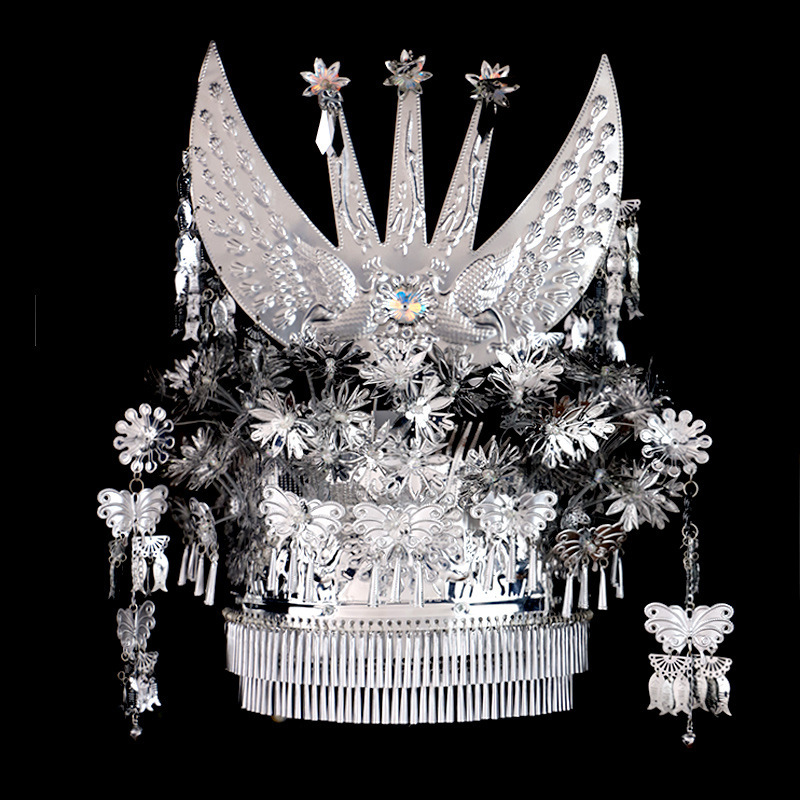 少数民族头饰 苗族苗疆银头饰广西贵州云南民族风特色帽饰品成人