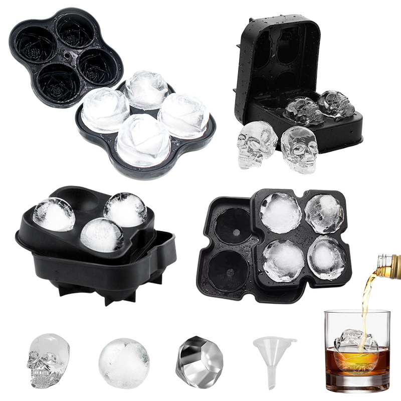 4-Hole Diamond Silicone Ice Tray 4-Piece 6-Piece Ball Ice Tray 8 Grid Big Ice Tray Ice Tray Ice Maker with Lid in Sto