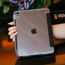 适用iPad保护壳pro11带笔槽air4/5全包晶钻透明三折平板电脑皮套