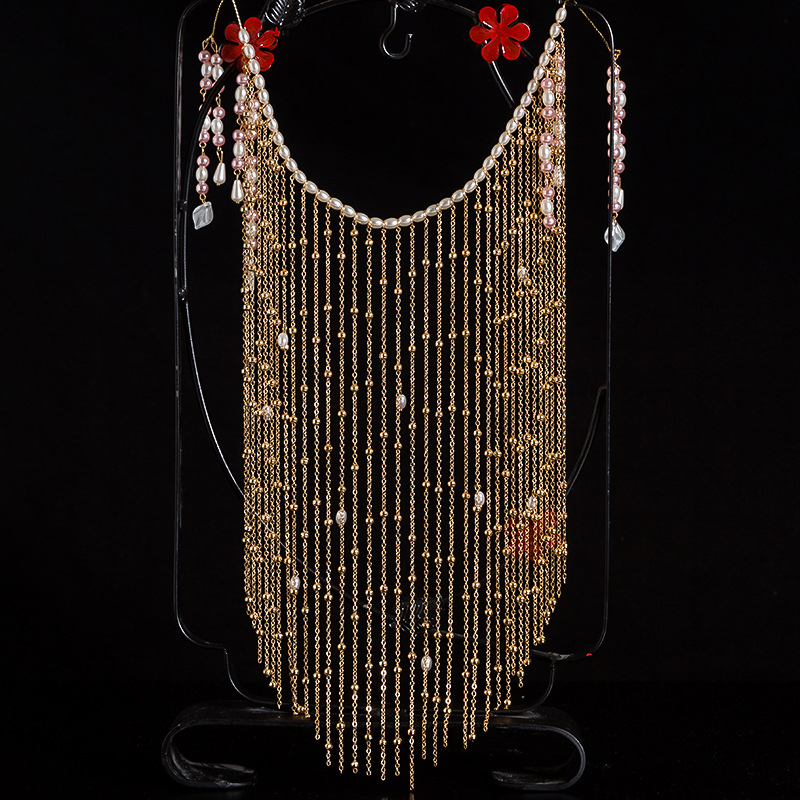 汉服头饰全套面纱古风流苏发饰超仙古代挂耳遮脸面帘古装配饰品女