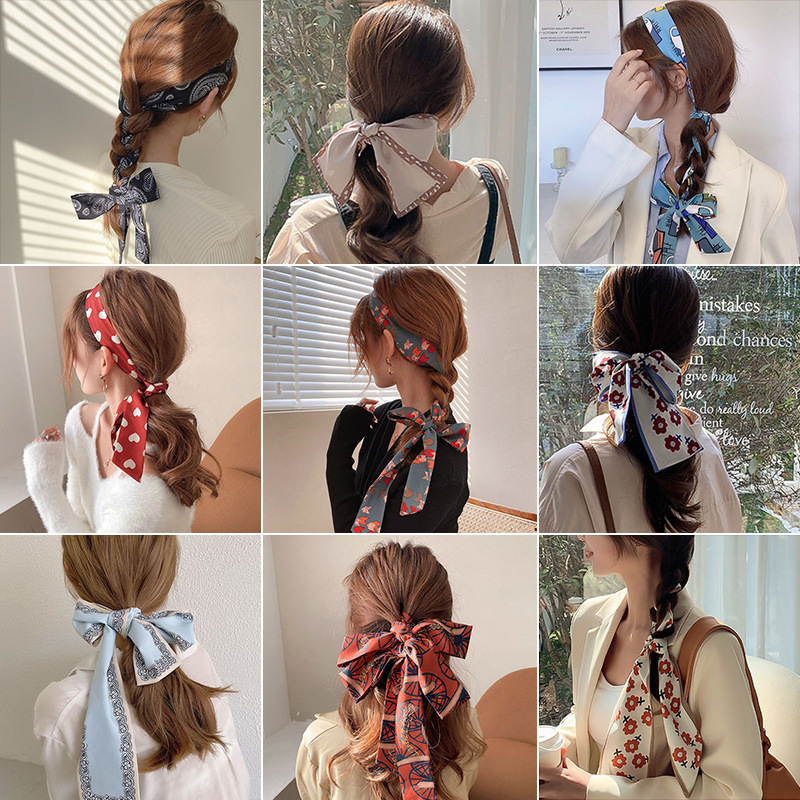 internet celebrity super fairy scarf hair band hair tie 2023 new retro french headband bow long ribbon ribbon headdress