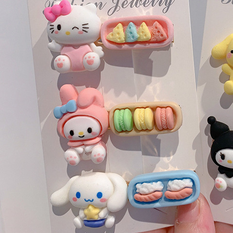 Cartoon Sanrio Snack Barrettes Ins Cute Clow M Cinnamoroll Babycinnamoroll Hair Accessories Candy Color Sweet Bang Side Clip