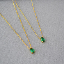 日韩时尚简约黄铜镀金小巧精致绿色宝石双层叠带项链锁骨链个性女